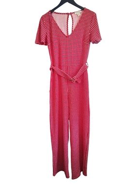 Monteau Los Angeles Gingham Jumpsuit Red / White Womens Small